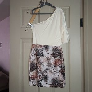 Off the shoulder Mini Dress White Purple Floral